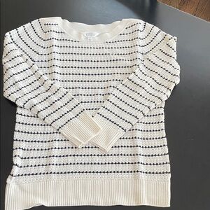 Market & Spruce Cream and Black Striped Sweater